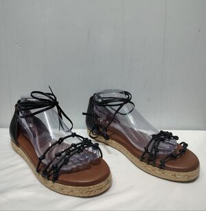 ALOHAS Wanderer Espadrille Sandals Leather Black Brown‎ US 10 Anthropologie